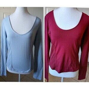 GUESS Set 2 top tommi long sleeve scoop neck blue/red size Size Large